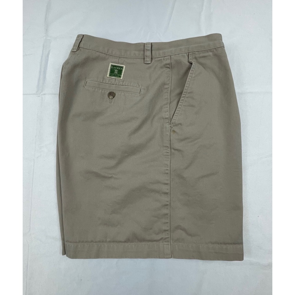 Lauren Ralph Lauren Tan Khaki Pleated Chino Shorts Womens 12 Waist High Rise